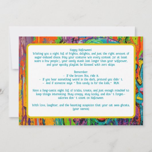 Halloween gezicht van angst kaart (Achterkant)