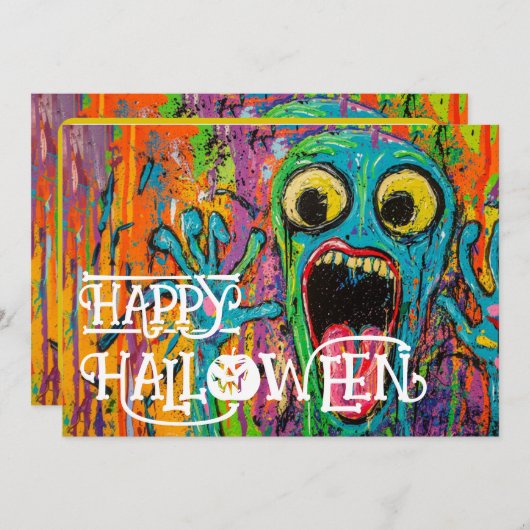 Halloween gezicht van angst kaart (Voorkant / Achterkant)