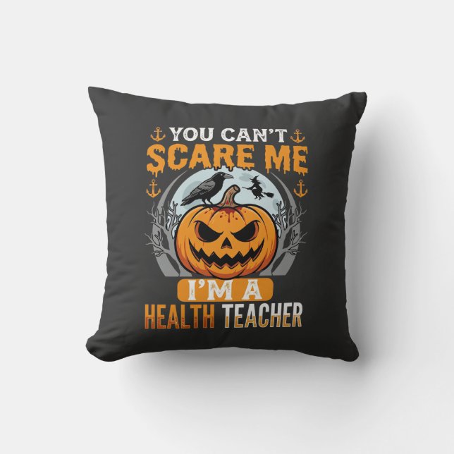 Halloween Gezondheid Docent Enge Pompoen Kraai Kussen (Voorkant)