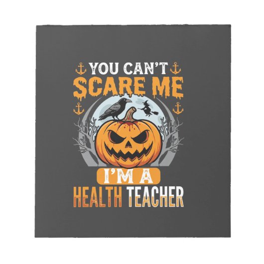 Halloween Gezondheid Docent Enge Pompoen Kraai Notitieblok (Voorkant)