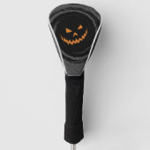Halloween Ggloeit Jack O'Lantern in een zwarte zwi Golfheadcover (Voorkant)