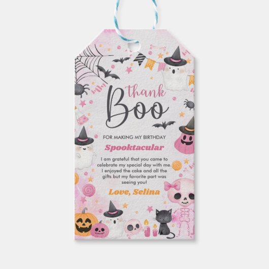 Halloween Ghost 1e Verjaardagsfeest Cadeaulabel (Voorkant)