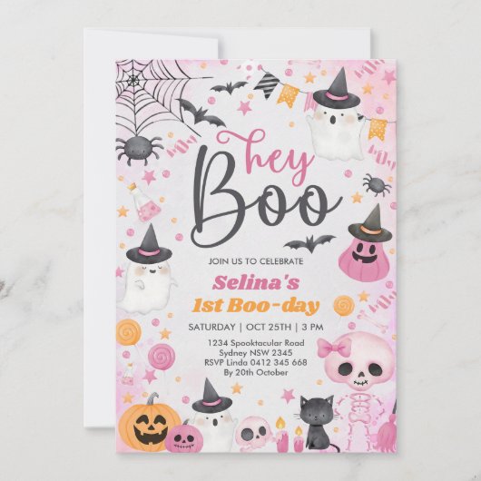 Halloween Ghost 1e Verjaardagsfeest Kaart (Voorkant)