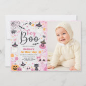 Halloween Ghost 1st Birthday Party Foto Kaart (Voorkant)