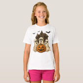 Halloween Ghost and Pumpkin Cute Spooky T-Shirt (Voorkant volledig)