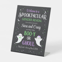 Halloween ghost baby gender onthullen reclamebord met voetstuk