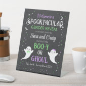 Halloween ghost baby gender onthullen reclamebord met voetstuk (Insitu)