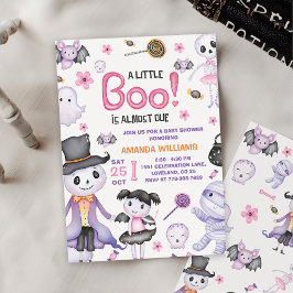 Halloween Ghost Baby Girl Shower Party Kaart