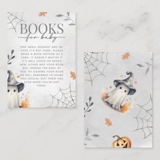 Halloween Ghost Baby shower Boek Aanvraag Informatiekaartje (Voorkant / Achterkant)