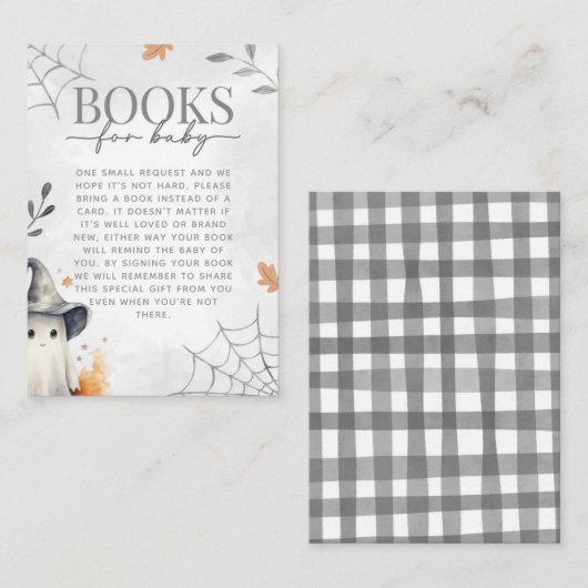 Halloween Ghost Baby shower Boek Aanvraag Informatiekaartje (Voorkant / Achterkant)