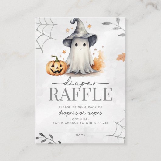 Halloween Ghost Baby shower Diaper Raffle Informatiekaartje (Voorkant)