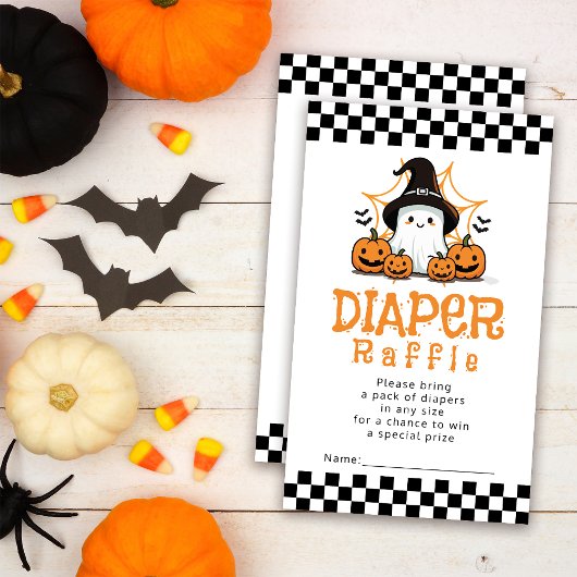 Halloween Ghost Baby shower Diaper Raffle Informatiekaartje