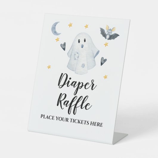 Halloween Ghost Baby shower Diaper Raffle Reclamebord Met Voetstuk (Voorkant)