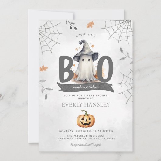 Halloween Ghost Baby shower Invitation Kaart (Voorkant)