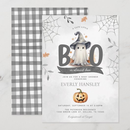 Halloween Ghost Baby shower Invitation Kaart (Voorkant / Achterkant)