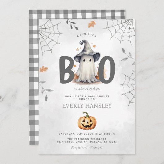 Halloween Ghost Baby shower Invitation Kaart (Voorkant / Achterkant)