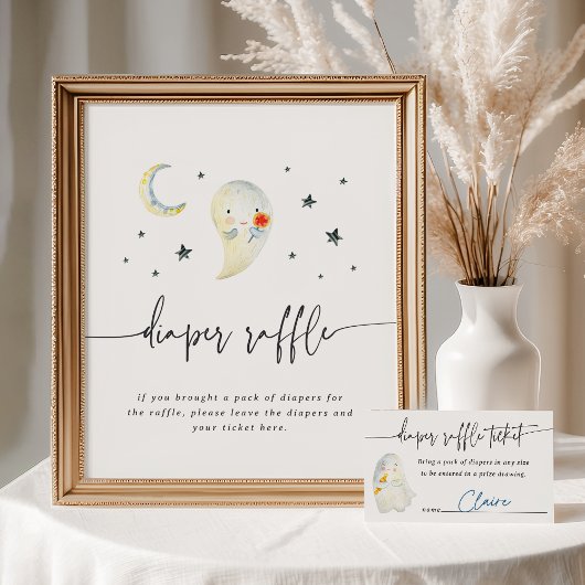 Halloween Ghost Baby shower Luier Raffle Sign Poster
