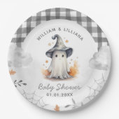 Halloween Ghost Baby shower Papieren Bordje (Voorkant)