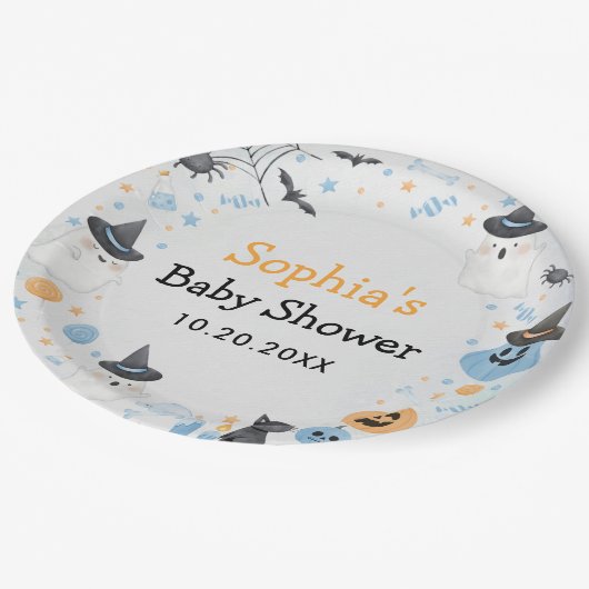 Halloween Ghost Baby shower Party Papieren Bordje (Gekanteld)