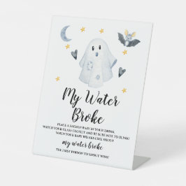Halloween Ghost Baby shower Water Broke Game Reclamebord Met Voetstuk