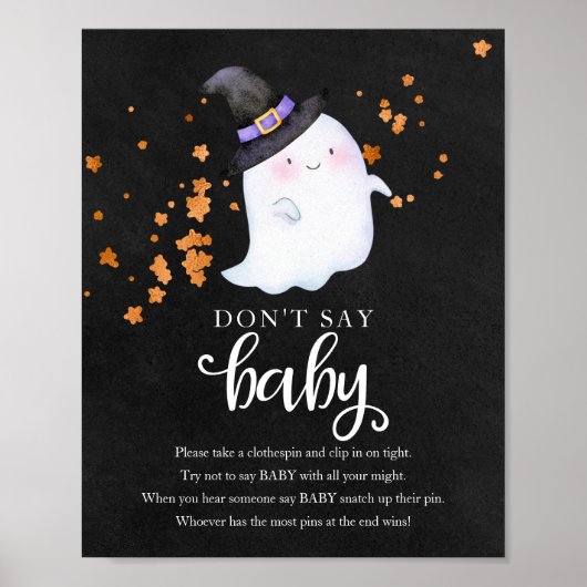 Halloween Ghost Baby shower Zeg geen Baby Sign Poster (Voorkant)