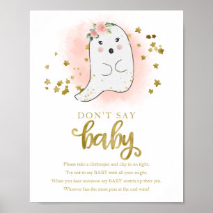 Halloween Ghost Baby shower Zeg geen Baby Sign Poster