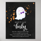 Halloween Ghost Baby shower Zeg geen Baby Sign Poster (Voorkant)