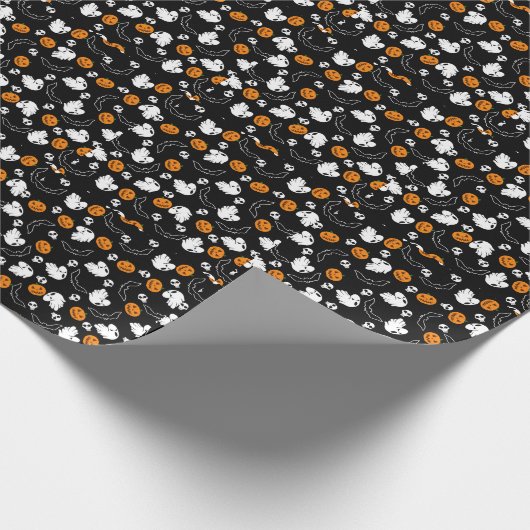 Halloween Ghost Bats Skull Pumpkin Cadeaupapier (Hoek)