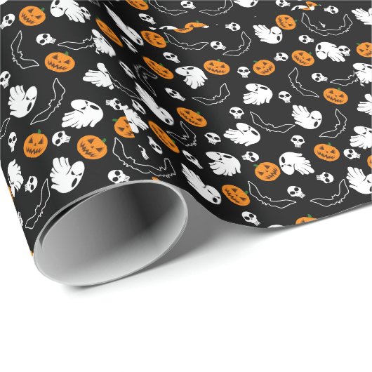 Halloween Ghost Bats Skull Pumpkin Cadeaupapier (Rol Hoek)