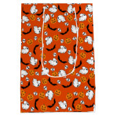 Halloween Ghost Bats Skull Pumpkin Medium Cadeauzakje (Achterkant)