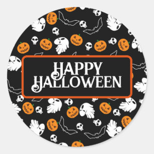 Halloween Ghost Bats Skull Pumpkin Ronde Sticker