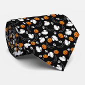 Halloween Ghost Bats Skull Pumpkin Stropdas (Opgerold)