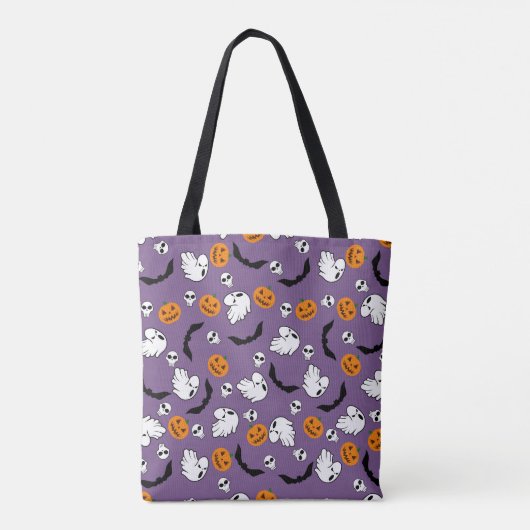 Halloween Ghost Bats Skull Pumpkin Tote Bag (Achterkant)