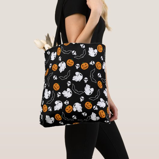 Halloween Ghost Bats Skull Pumpkin Tote Bag (Dichtbij)