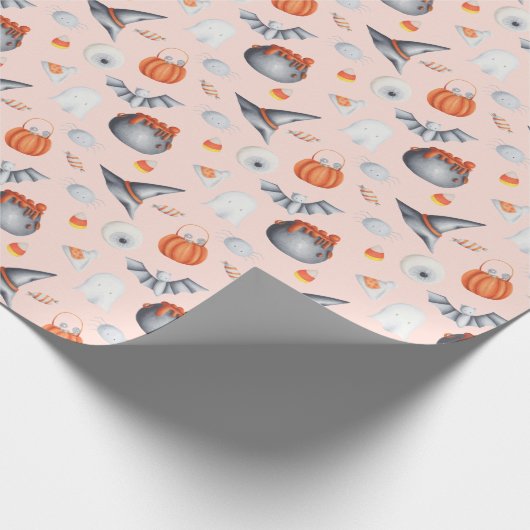 Halloween Ghost Bats Witch Pet Pattern Cadeaupapier (Hoek)