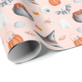 Halloween Ghost Bats Witch Pet Pattern Cadeaupapier (Rol Hoek)