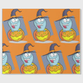 Halloween Ghost beroemd gemaakt door Pumpkin Spook Cadeaupapier (Vlak)