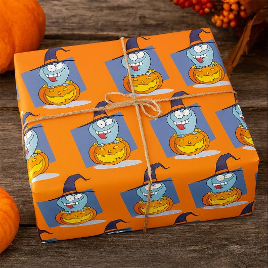 Halloween Ghost beroemd gemaakt door Pumpkin Spook Cadeaupapier