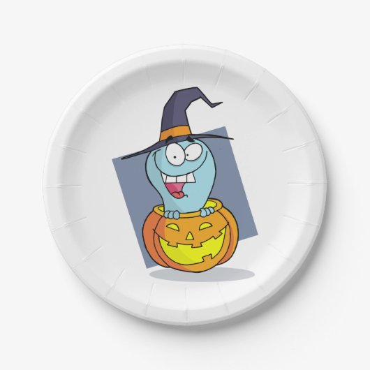 Halloween Ghost beroemd gemaakt door Pumpkin Spook Papieren Bordje (Voorkant)