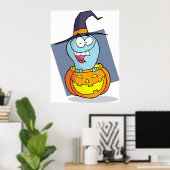 Halloween Ghost beroemd gemaakt door Pumpkin Spook Poster (Thuiskantoor)