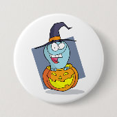 Halloween Ghost beroemd gemaakt door Pumpkin Spook Ronde Button 7,6 Cm (Voorkant)