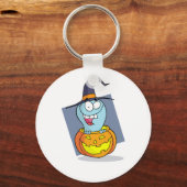 Halloween Ghost beroemd gemaakt door Pumpkin Spook Sleutelhanger (Voorkant)