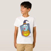 Halloween Ghost beroemd gemaakt door Pumpkin Spook T-shirt (Voorkant volledig)