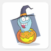Halloween Ghost beroemd gemaakt door Pumpkin Spook Vierkante Sticker (Voorkant)