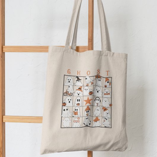 Halloween Ghost Bingo-stijl Tote Bag