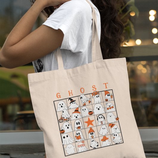 Halloween Ghost Bingo-stijl Tote Bag