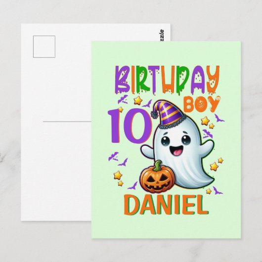Halloween Ghost Birthday Boy Spooky Party Design Briefkaart (Voorkant / Achterkant)
