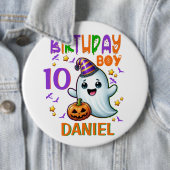 Halloween Ghost Birthday Boy Spooky Party Design Ronde Button 6,0 Cm (In situ)