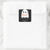 Halloween Ghost Birthday Dank je zwarte ticker Vierkante Sticker (Tas)