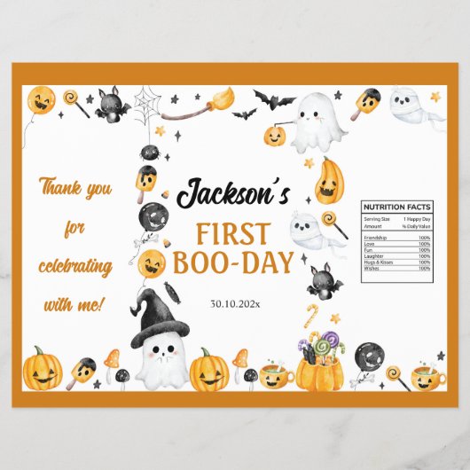 Halloween Ghost Birthday Party Chip Bag Wrapper Flyer (Voorkant)